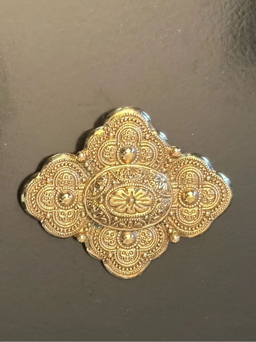 Vintage 1950s 1928 Jewelry Company Filigree Floral Statement Brooch Scarf Clip